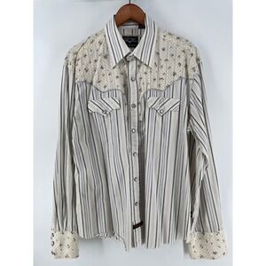 Fender Custom Shop Western Shirt Mens XL Pearl Snap Rock & Roll Religion Cowboy